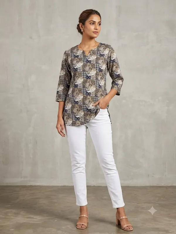 Multicolor_Soft_Silk_Straight_Fit_Tunic_Top_For_Women