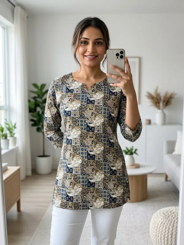 Multicolor_Soft_Silk_Straight_Fit_Tunic_Top_For_Women