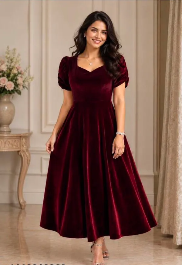 Maroon_Velvet_Fit_And_Flare_Dress_For_Women