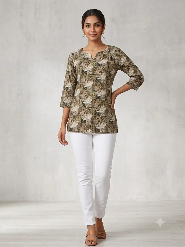 Multicolor_Soft_Silk_Straight_Fit_Tunic_Top_For_Women