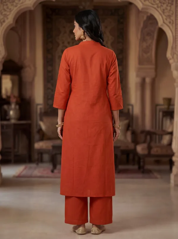 Orange_Viscose_Rayon_Straight_Embroidered_Kurta_Set_For_Women