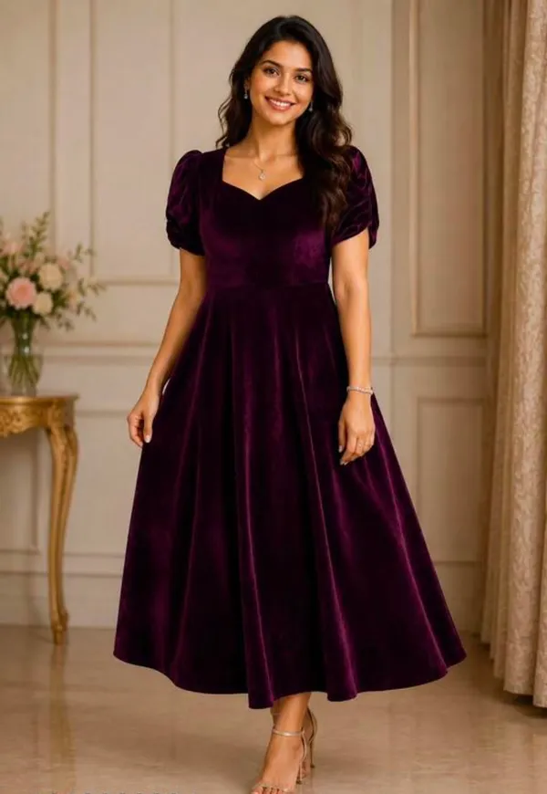 Purple_Velvet_Fit_And_Flare_Dress_For_Women
