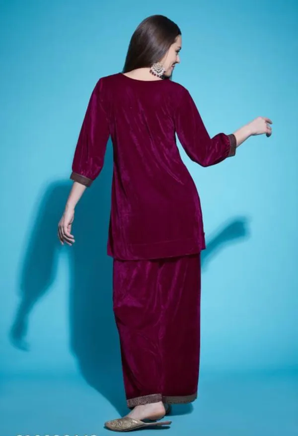 Purple_Women_Beautiful_Velvet_Kurta_With_Bottomwear_For_Women