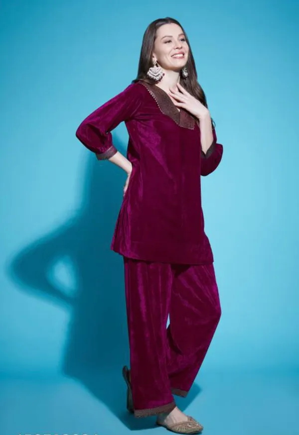 Purple_Women_Beautiful_Velvet_Kurta_With_Bottomwear_For_Women