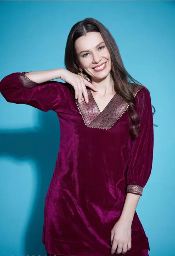 Purple_Women_Beautiful_Velvet_Kurta_With_Bottomwear_For_Women
