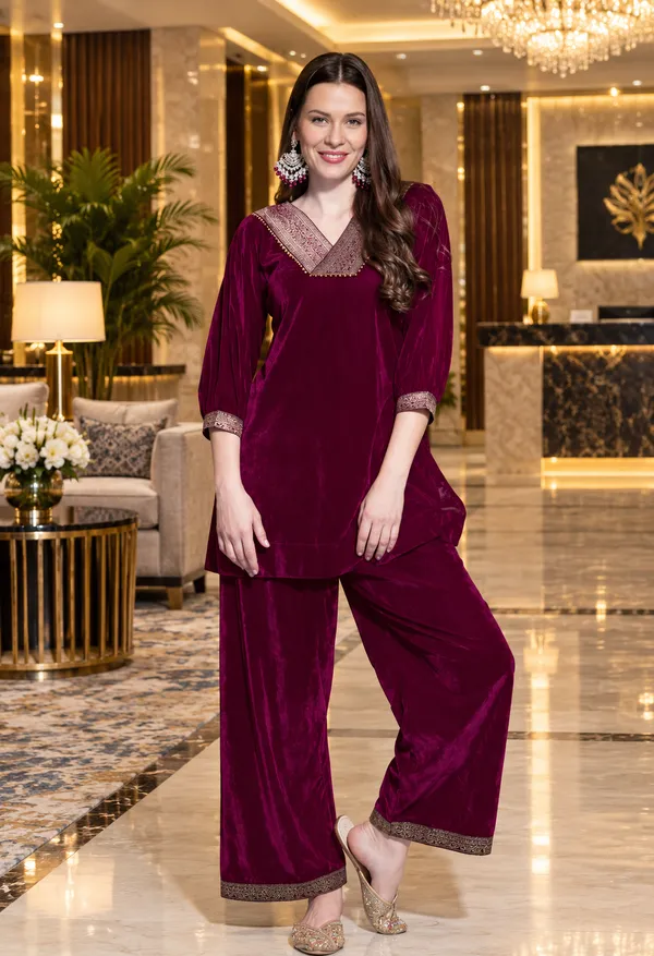 Purple_Women_Beautiful_Velvet_Kurta_With_Bottomwear_For_Women