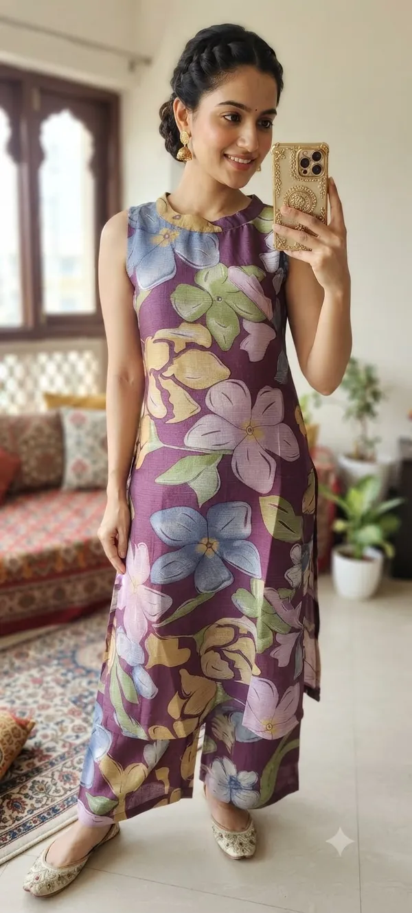 Purple_Soft_Silk_Floral_Print_Sleeveless_Jumpsuit_For_Women
