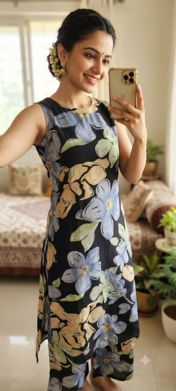 Black_Soft_Silk_Floral_Print_Sleeveless_Jumpsuit_For_Women