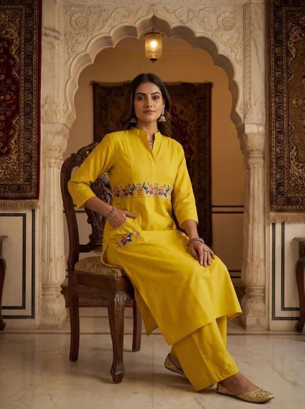 Yellow_Viscose_Rayon_Straight_Fit_Kurta_Set_For_Women
