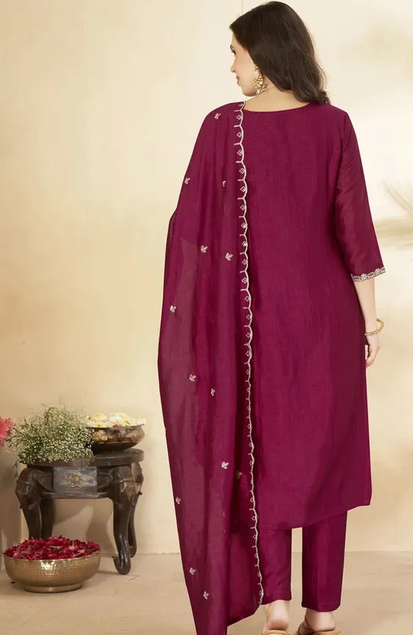 Rani_Pink_Vichitra_Silk_Embroidered_Straight_Kurta_Set_For_Women