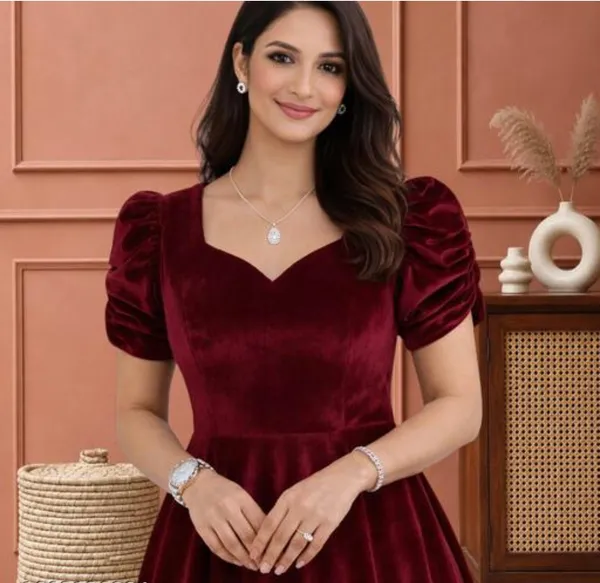 Maroon_Velvet_Fit_And_Flare_Dress_For_Women