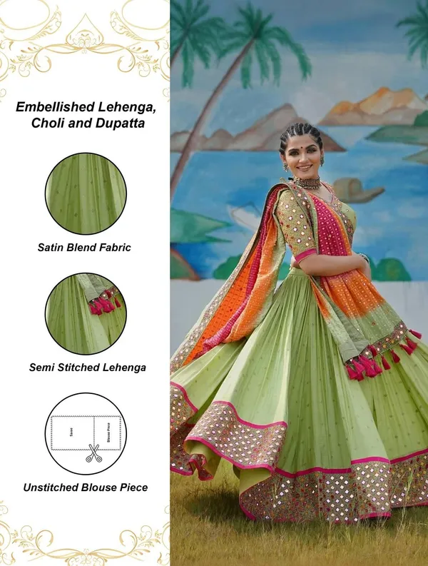 Mert_India_Embellished_Semi_Stitched_Lehenga_Choli_Green