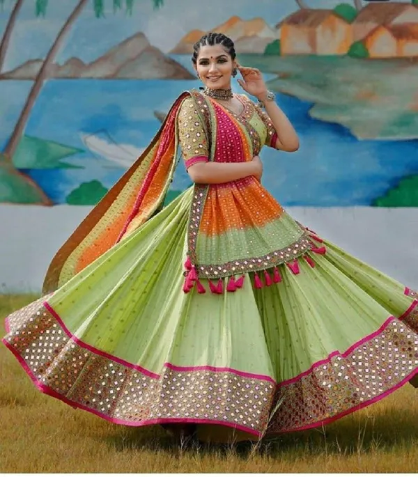 Mert_India_Embellished_Semi_Stitched_Lehenga_Choli_Green