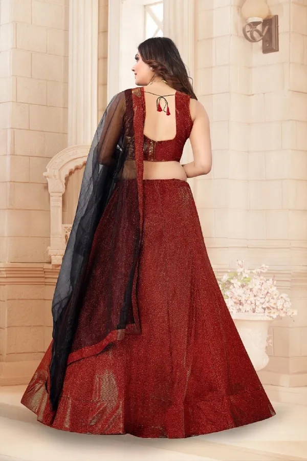 Aatvi_Embroidered_Semi_Stitched_Lehenga_Choli_Maroon
