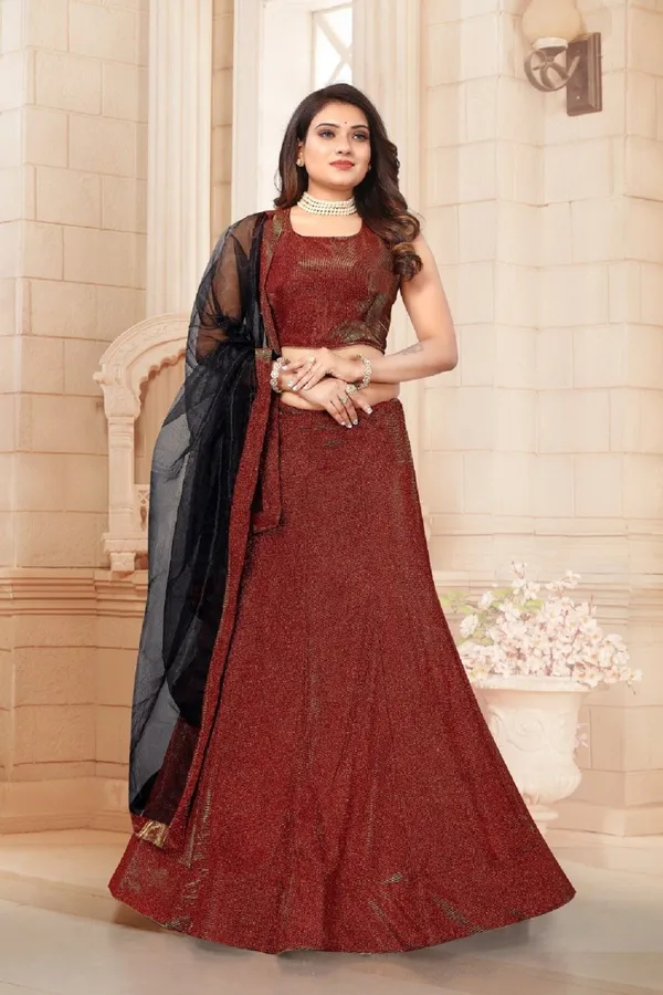 Aatvi_Embroidered_Semi_Stitched_Lehenga_Choli_Maroon