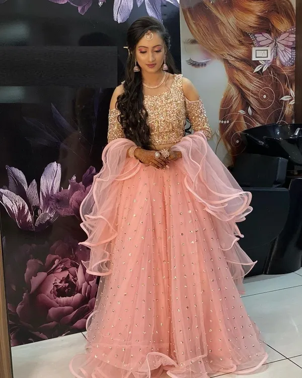 Mert_India_Embellished_Semi_Stitched_Lehenga_Choli_Orange