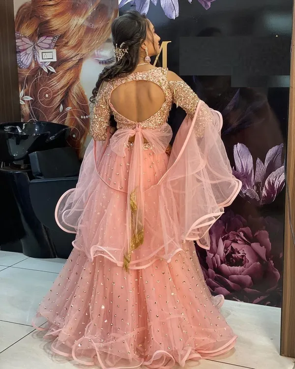 Mert_India_Embellished_Semi_Stitched_Lehenga_Choli_Orange