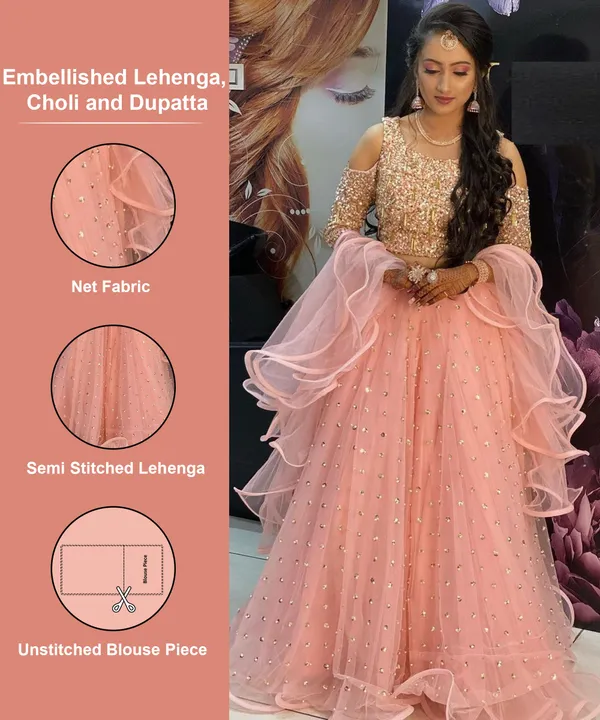 Mert_India_Embellished_Semi_Stitched_Lehenga_Choli_Orange