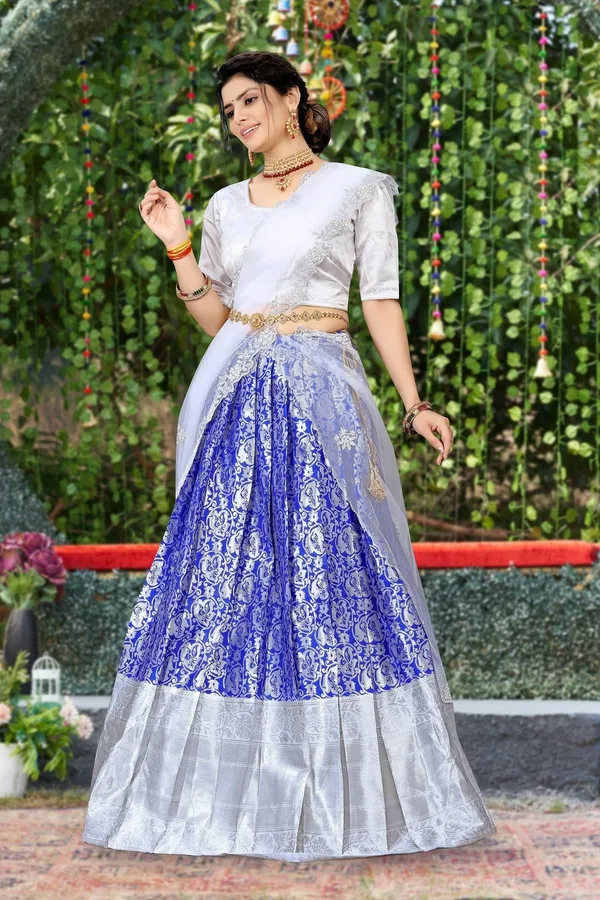 Aatvi_Self_Design_Semi_Stitched_Lehenga_Choli_Blue