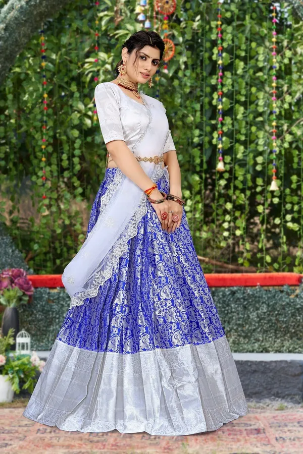 Aatvi_Self_Design_Semi_Stitched_Lehenga_Choli_Blue