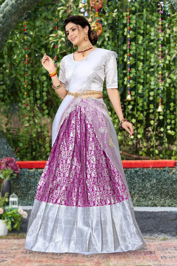 Aatvi_Self_Design_Semi_Stitched_Lehenga_Choli_Purple