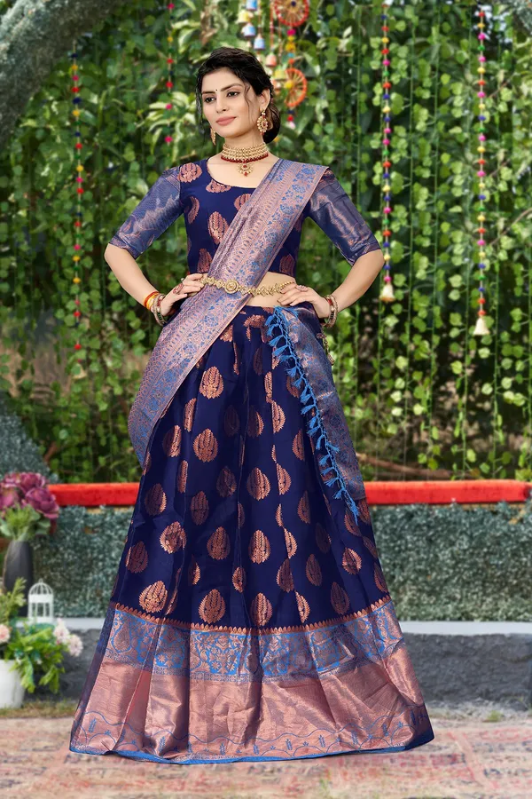 Aatvi_Self_Design_Semi_Stitched_Lehenga_Choli_Dark_Blue
