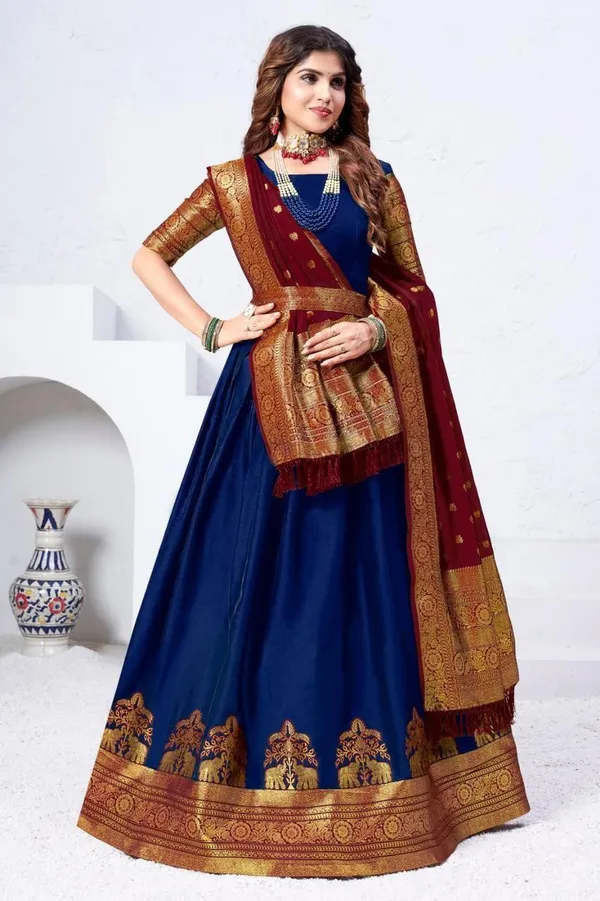 Aatvi_Embellished_Semi_Stitched_Lehenga_Choli_Blue
