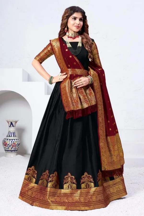 Aatvi_Embellished_Semi_Stitched_Lehenga_Choli_Black