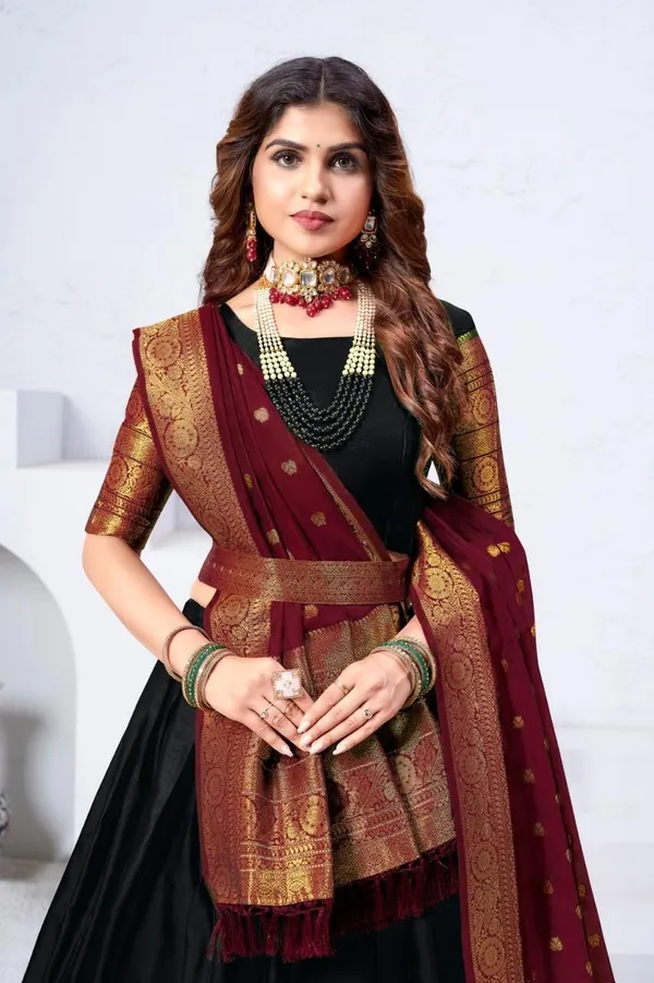 Aatvi_Embellished_Semi_Stitched_Lehenga_Choli_Black