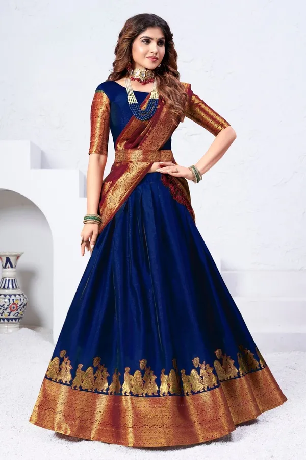 Aatvi_Embellished_Semi_Stitched_Lehenga_Choli_Blue