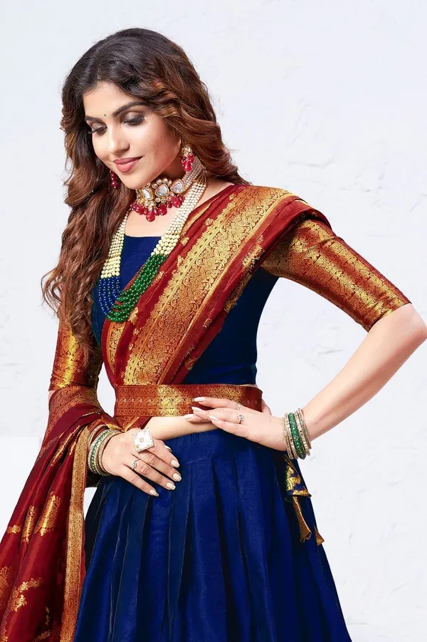 Aatvi_Embellished_Semi_Stitched_Lehenga_Choli_Blue