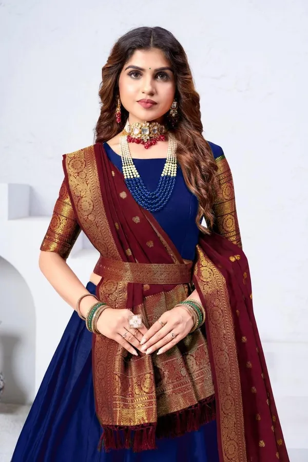 Aatvi_Embellished_Semi_Stitched_Lehenga_Choli_Blue