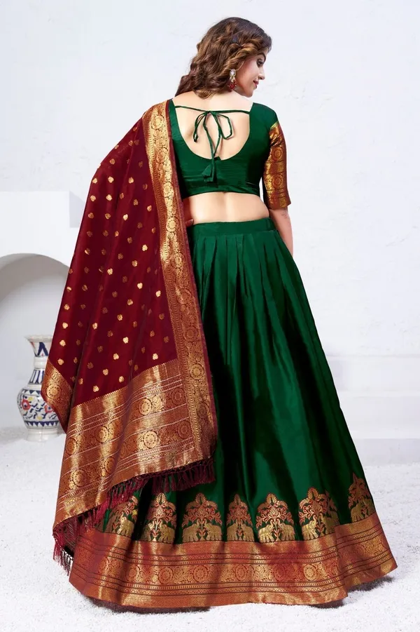 Aatvi_Embellished_Semi_Stitched_Lehenga_Choli_Green