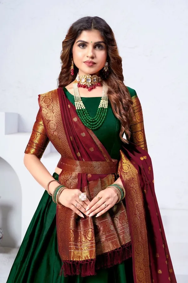 Aatvi_Embellished_Semi_Stitched_Lehenga_Choli_Green