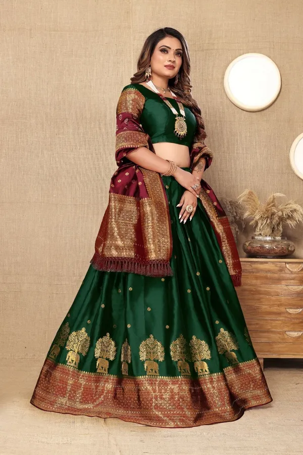 Aatvi_Embellished_Semi_Stitched_Lehenga_Choli_Green
