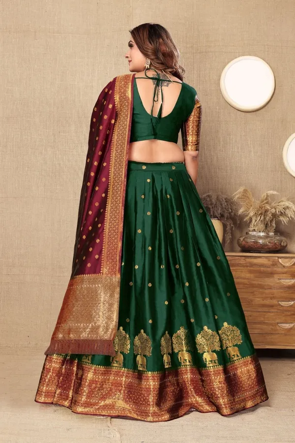 Aatvi_Embellished_Semi_Stitched_Lehenga_Choli_Green