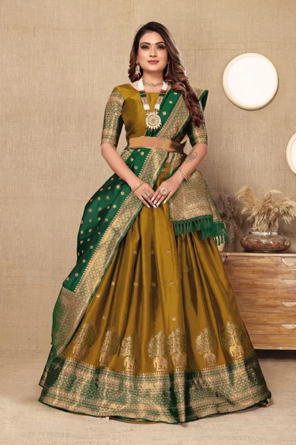 zengry_Embellished_Semi_Stitched_Lehenga_Choli_Yellow