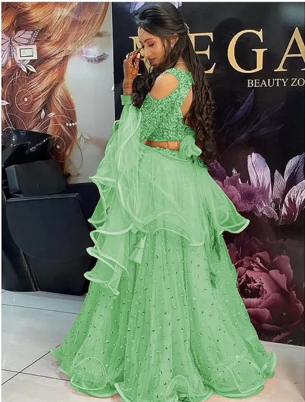 Aatvi_Embellished_Semi_Stitched_Lehenga_Choli_Green