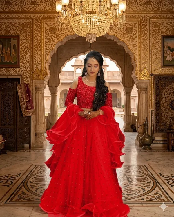 Aatvi_Embellished_Semi_Stitched_Lehenga_Choli_(Red)