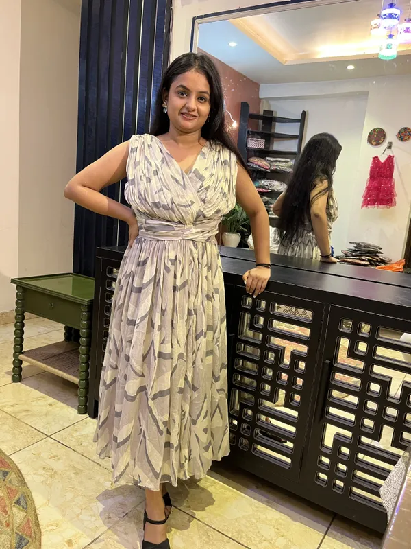 Beige_Printed_Draped_Midi_Dress_For_Women