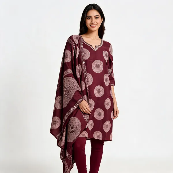 Maroon_Printed_Straight_Kurta_Set_For_Women