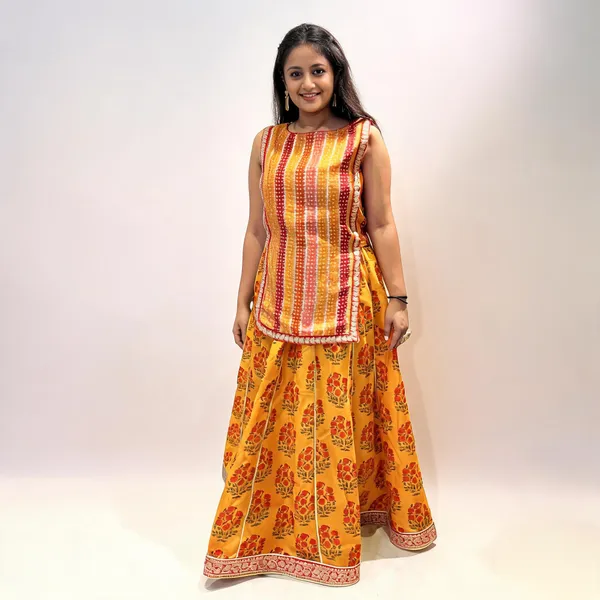 Orange_Printed_Sleeveless_Kurta_Palazzo_Set_For_Women