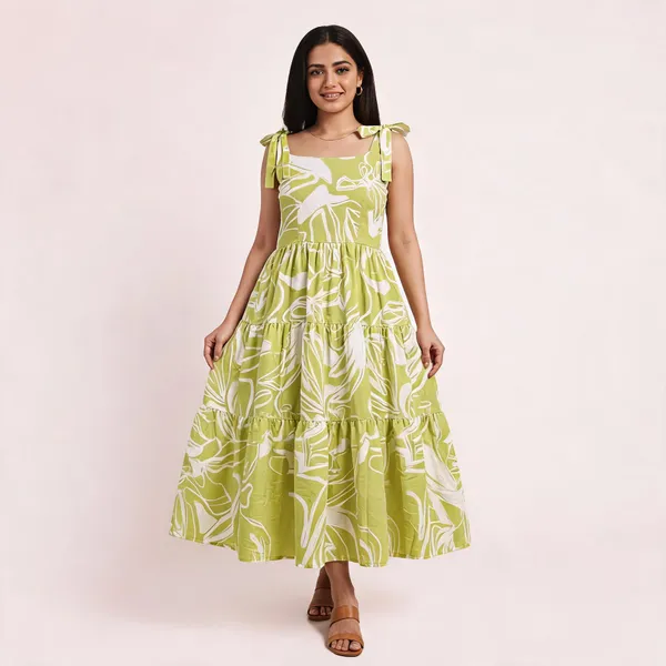 Green_Printed_Tiered_Midi_Dress_For_Women