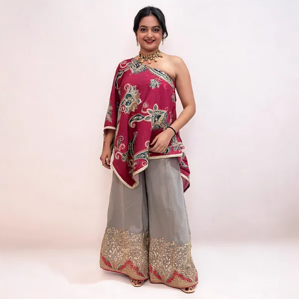 Magenta_Printed_One_Shoulder_Palazzo_Set_For_Women