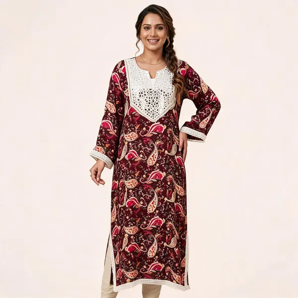 Maroon_Paisley_Print_Straight_Kurta_For_Women