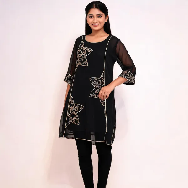 Black_Embroidered_A-Line_Kurti_For_Women