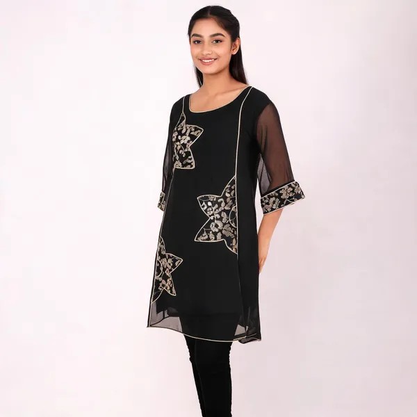 Black_Embroidered_A-Line_Kurti_For_Women
