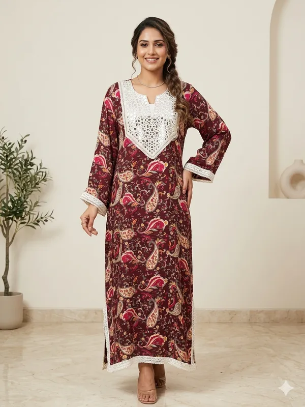 Maroon_Paisley_Print_Straight_Kurta_For_Women