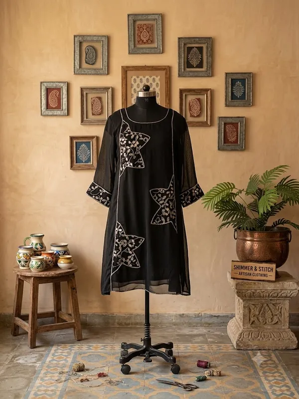 Black_Embroidered_A-Line_Kurti_For_Women