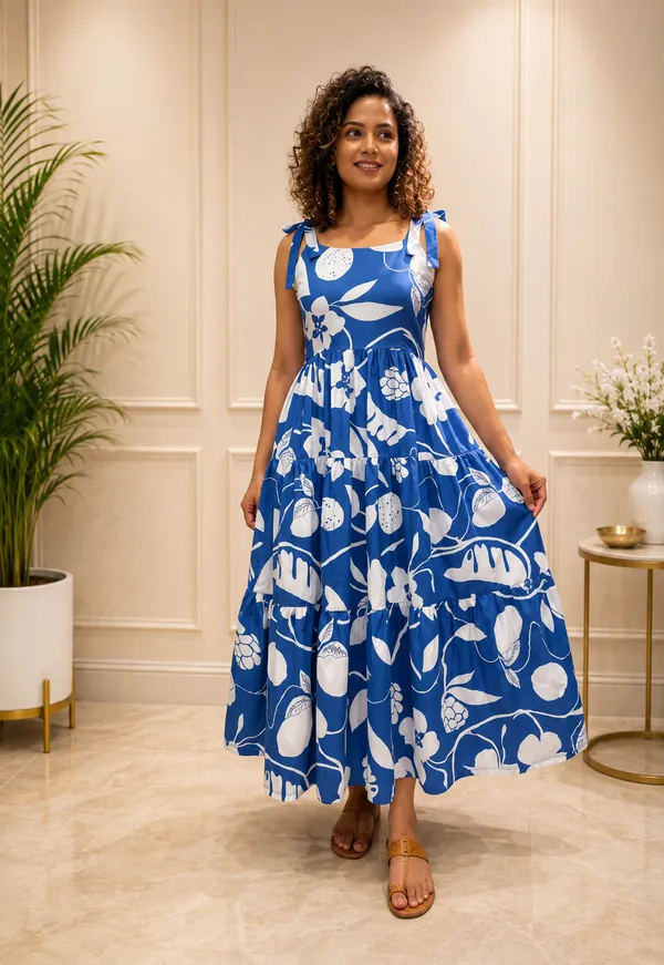 Blue_Floral_Print_Tiered_Maxi_Dress_For_Women